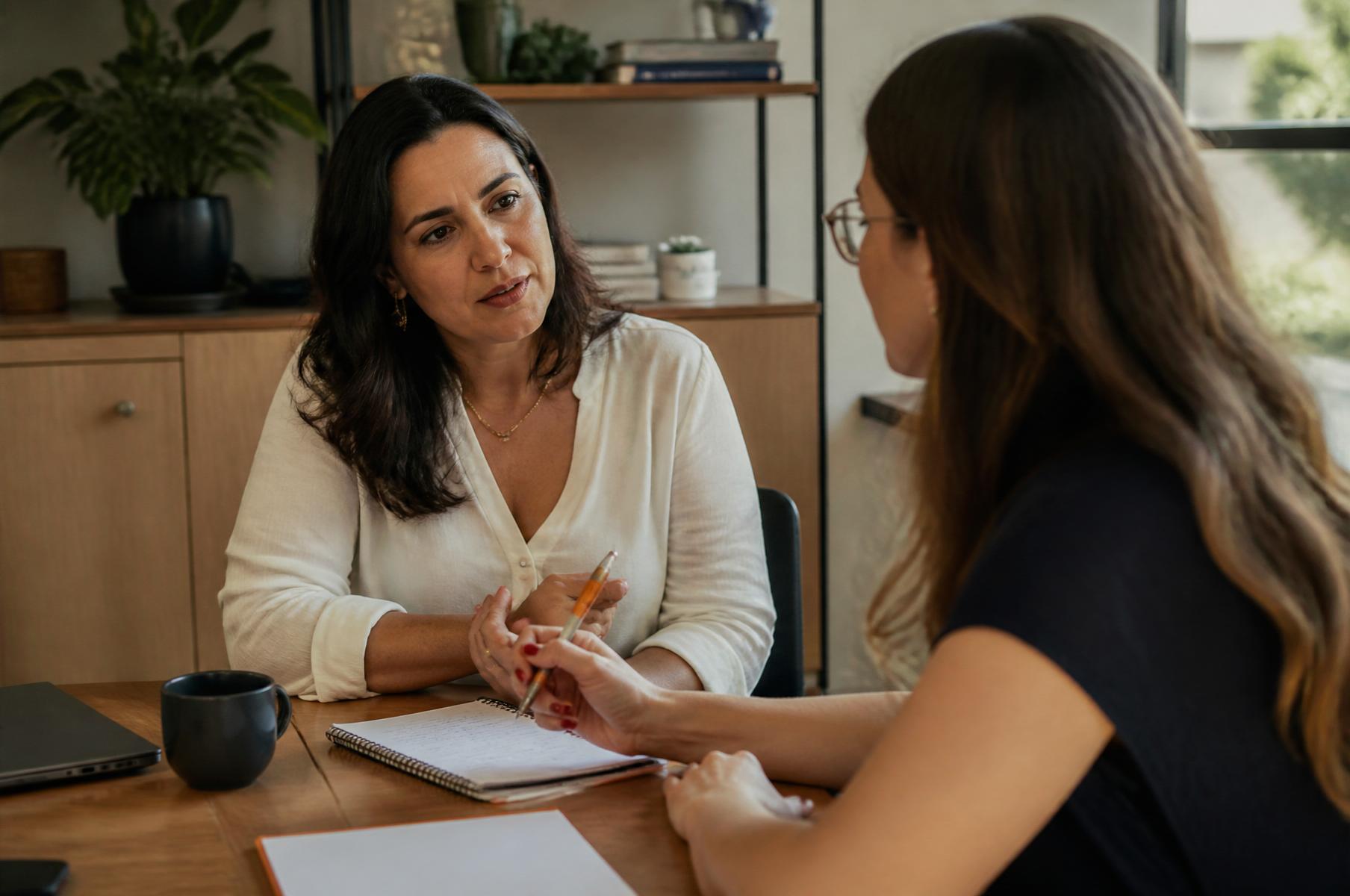 Gestora conversa com uma especialista sobre o planejamento de uma contratação.